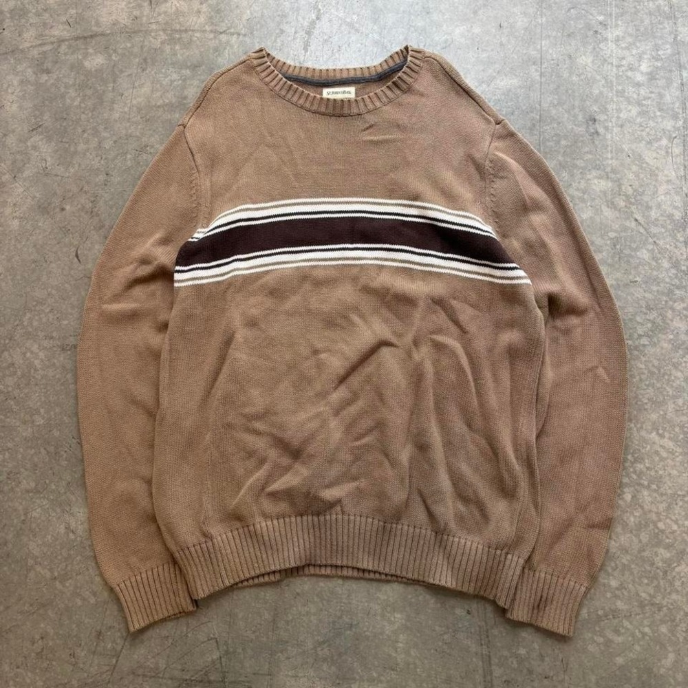 Vintage y2k Surf Skate Striped Brown Sweater Size Large